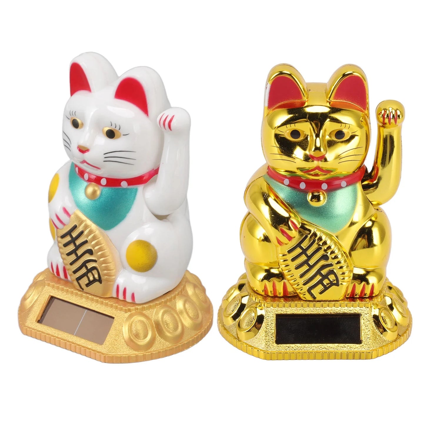 Chinese Lucky Cat Decoration Waving Arm Solar Light Induction Statue Figurine For Home Car Ornaments Golden Cat Decoration Cat
