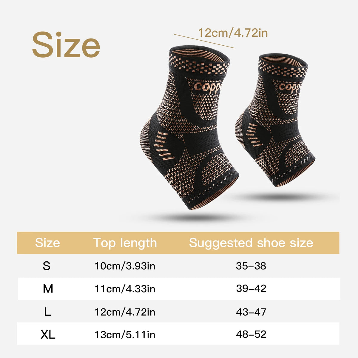 1/2 piece Copper Ankle Brace,Infused Ankle Support Compression Sleeve for Men Women,for Foot Pain,Sprained Ankle,Recovery,sports