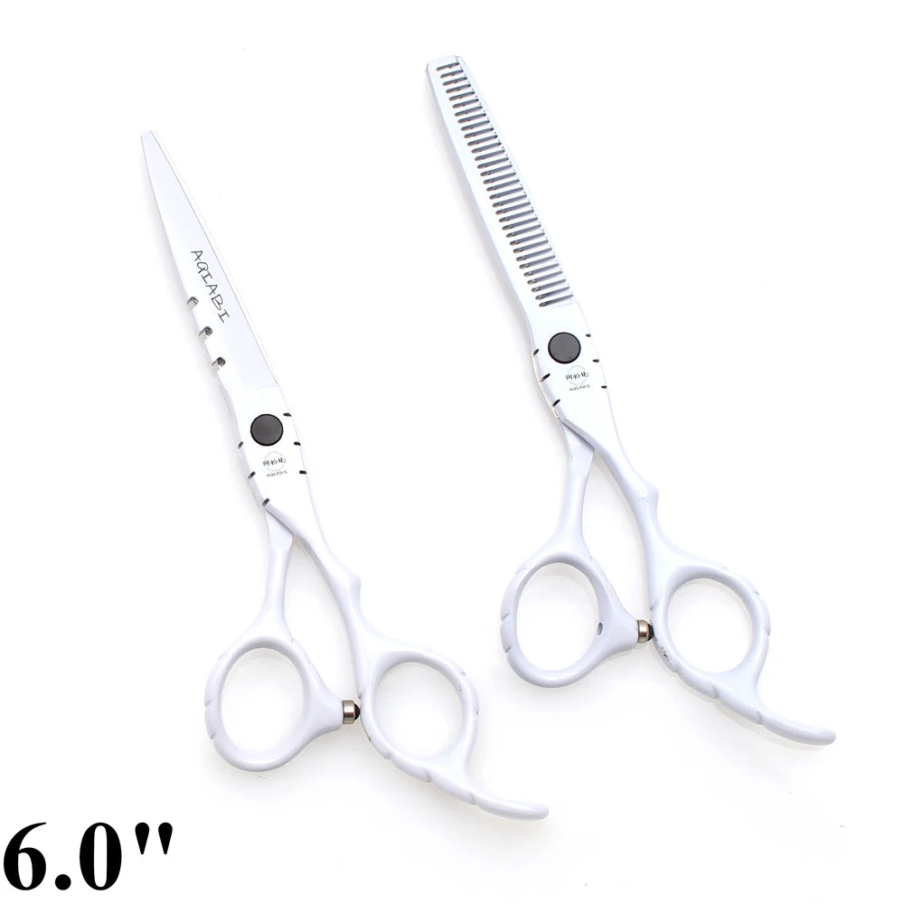 Professional Hairdressing Scissors 5.5" 6" AQIABI Japan Stainless Thinning Scissors Barber Shop Hair Cutting Scissors Red A1010