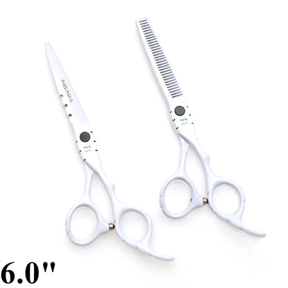 Professional Hairdressing Scissors 5.5" 6" AQIABI Japan Stainless Thinning Scissors Barber Shop Hair Cutting Scissors Red A1010