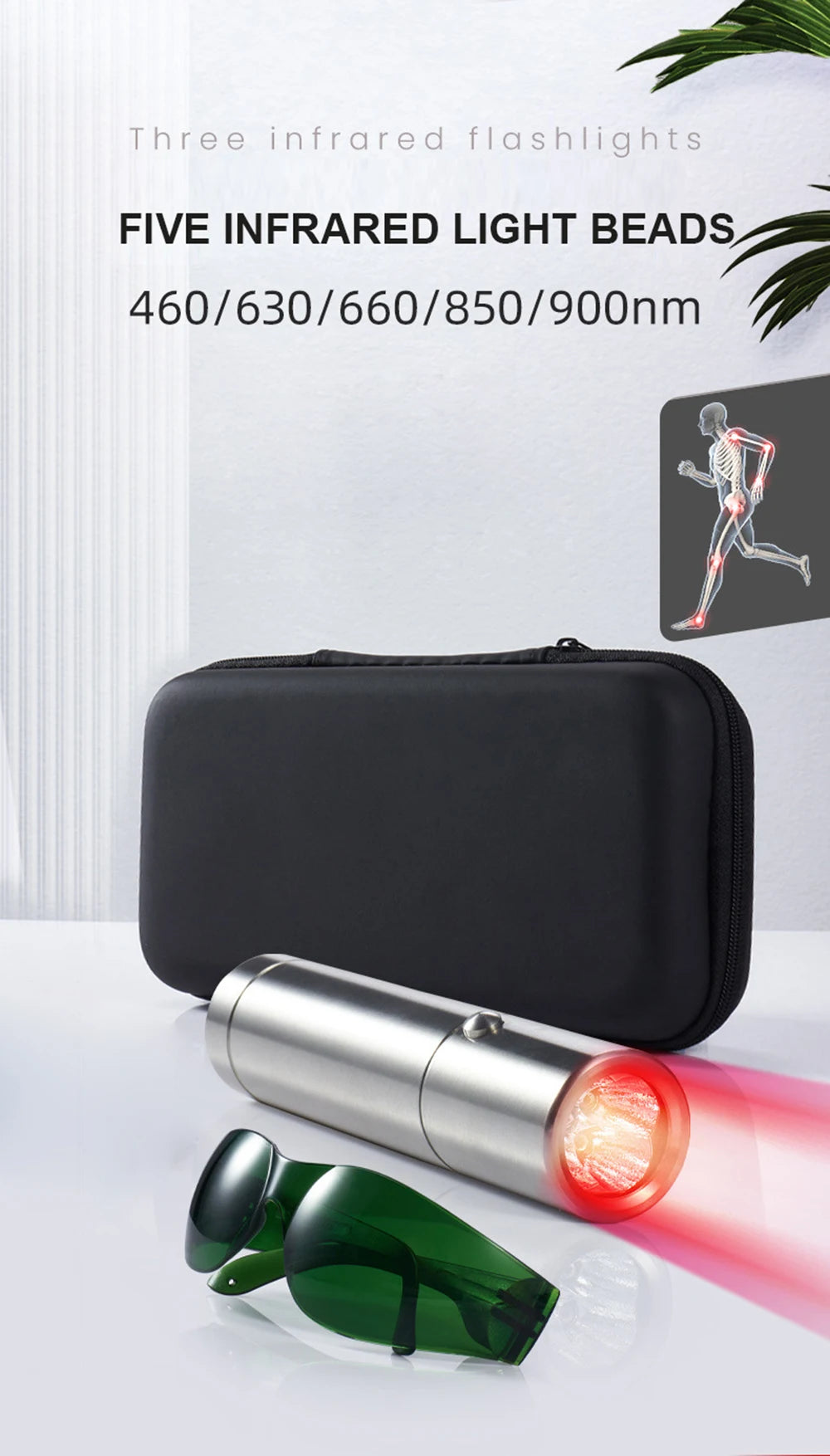 Red Light Therapy Wand Device for Body Relief Acne Treatment With 5 Wavelengths Near Infrared 900nm Light Therapy Skin Health