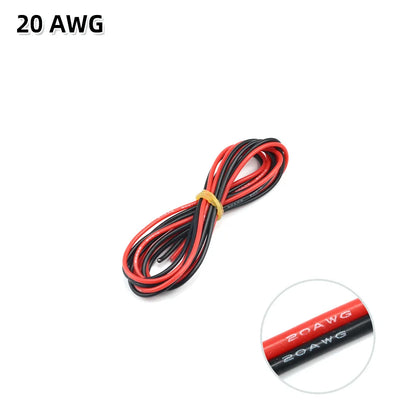 2 meter Silicon Wire 8 10 12 14 16 18 20 22AWG Heatproof Soft Silicone Silica Gel Wire Cable (1meter Red+1meter Black) )