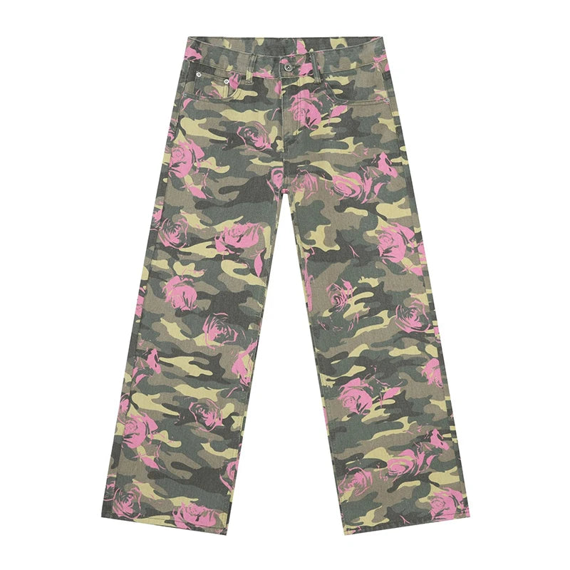 Men's Printed Loose Straight-Leg Jeans
