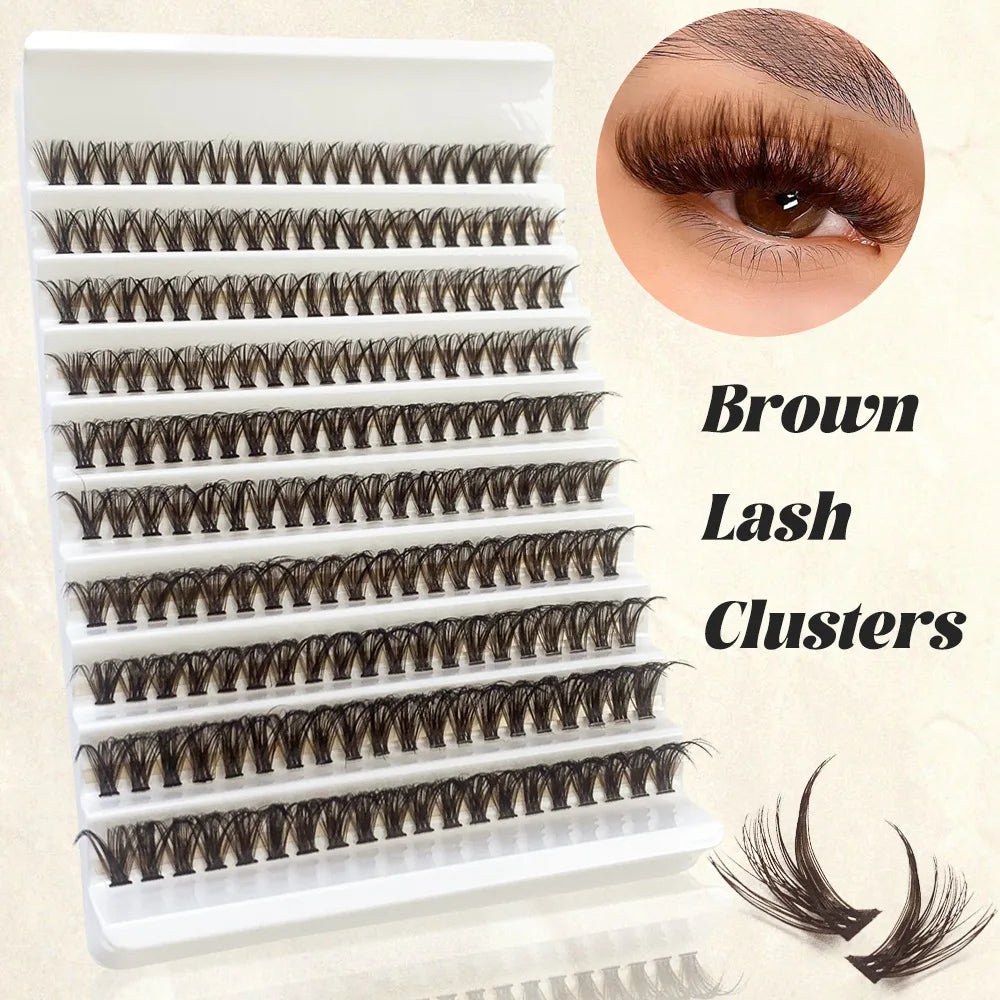 Cluster Lashes, 240pcs 40D 9-16mm Mixed Lengths, Ultra-Natural Look Thin Ultra-Soft Ultra-Light, Reusable  for Beginners