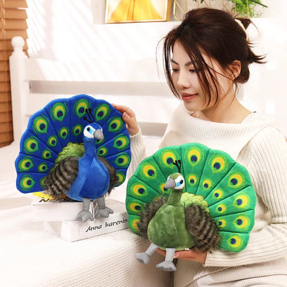 Cute Simulation Green Peacock Plush Toy Blue Peacock Doll Decorative Ornament Gift Bird Doll Zoo Souvenir Ornament Photo Props