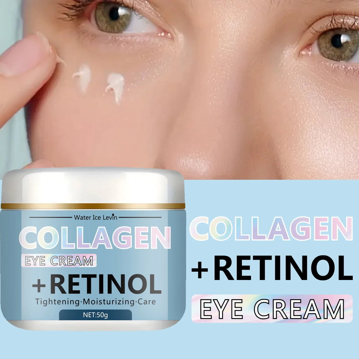 Water Ice Levin Collagen & Retinol Eye Cream: Ice Cream Texture for Deep Moisturizing, Tightening & Caring Easy to Absorb
