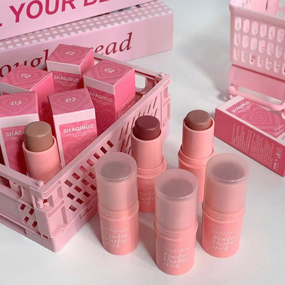 3in1 Monochrome Blusher Cheek Lip Tinted Durable Matte Natural Rouge Powder Blusher Stick Cream Matte Contour Makeup Cosmetices