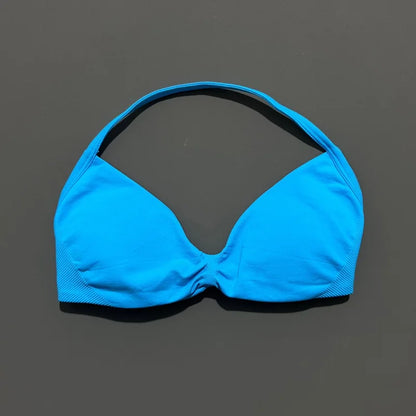 HISTELLO Strappy Bra Women Seamless Gym Underwear High Support Halter Sexy Sports Pilates Clothing Push-up Yoga Workout Tank Top