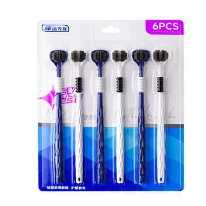 3D Manual Toothbrush 6pcs Three sided U-shaped Soft Toothbrush for Comprehensive Oral Cleaning for Adults, Men and Women, Coup