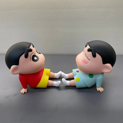 Crayon Shin-chan Phone Holder - Kawaii Anime Figure Desk Stand for Phones, Cute Cartoon Watching TV Model Collector Decor