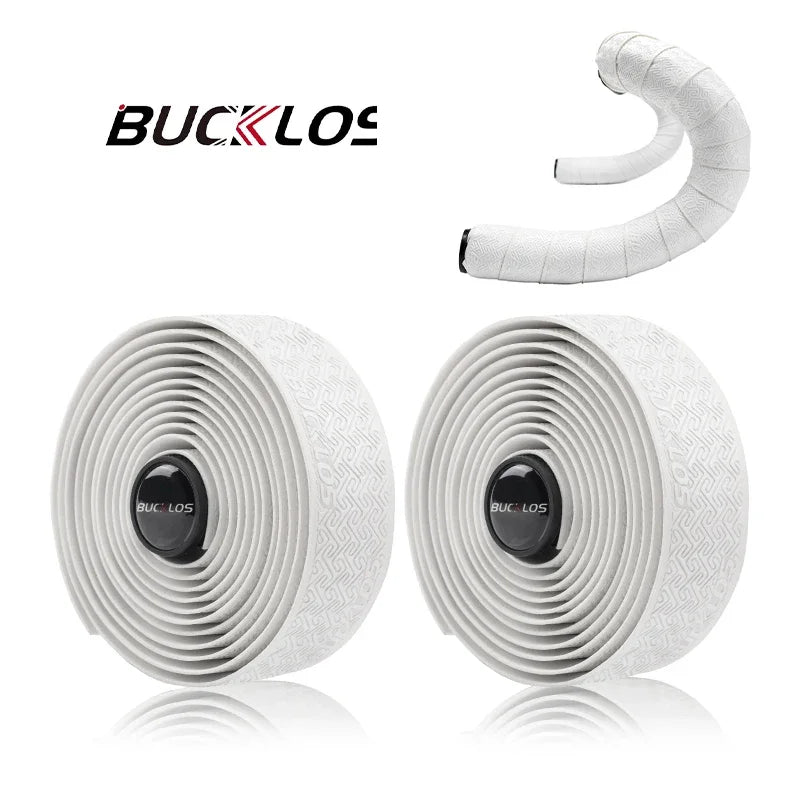 BUCKLOS Road Bike Handlebar Tapes PU Shock Bicycle Handle Bar Tape W/Bar End Plugs Anti-Slip Anti-Vibration Wrap Belts Bartape