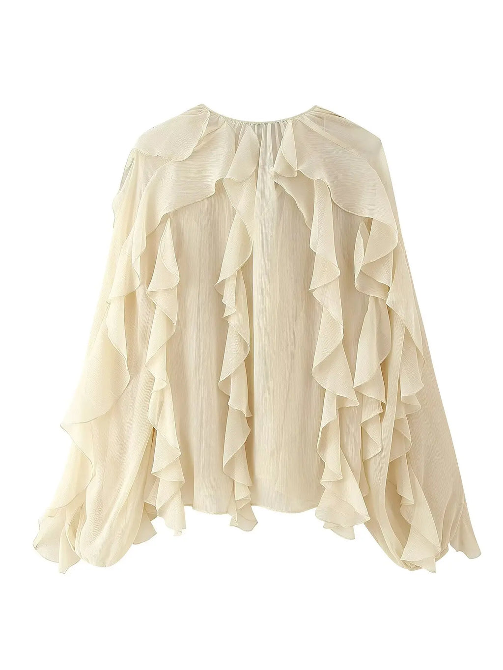 YENKYE New 2025 Women Sexy Semi-sheer Ruffle Shirt Long Sleeve V Neck Front Button Autumn Blouse Burgundy Blusas Mujer