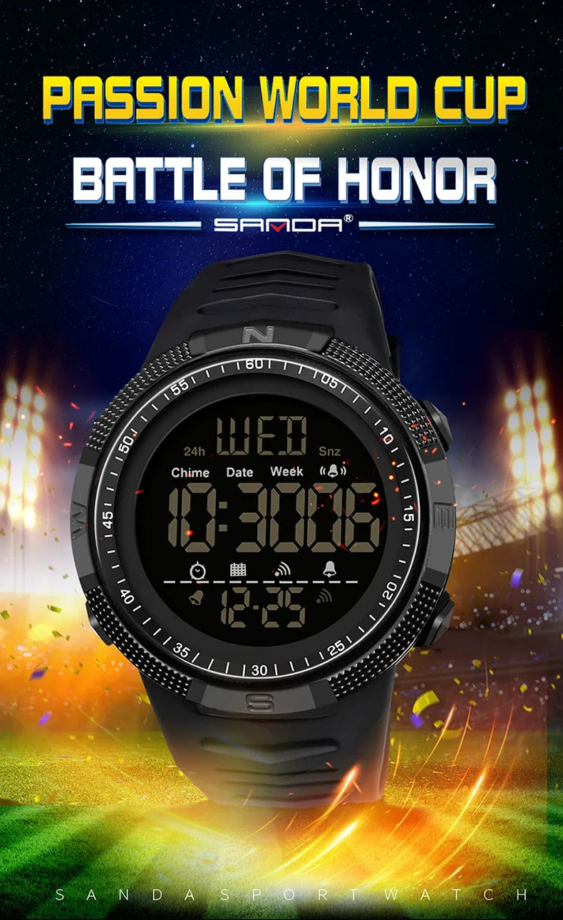 SANDA 6014 Military Sport Watch for Men Clock Digital Wristwatches Shockproof Countdown Waterproof Bracelet Relojes Para Hombre