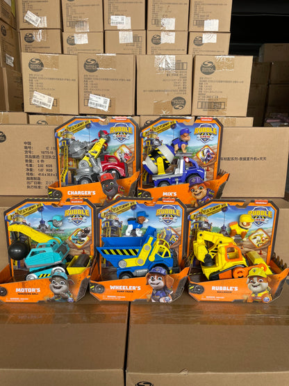 100% Genuine Paw Patrol Rubble & Crew Toy Wheeler Mix Charger Action Figure Doll with Collectible Figures Kids Toy Birthday Gift