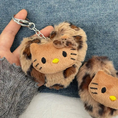 Cartoon Sanrio Hello Kitty Fashion Bag Retro Leopard Doll Pendant Kawaii Anime Toy Keychains Accessories Keyring Christmas Gift