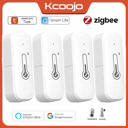 Tuya Zigbee3.0 Temperature and Humidity Sensor Thermometer Hygrometer APP Remote Alarm Works with Smart Life Alexa Google Alice