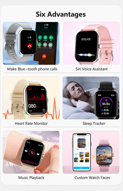 Sports Smart Watch Fitness Clock Health Monitor Waterproof Smartwatch BT Call Wrist Watches for Men Women IOS Android Phone 2026