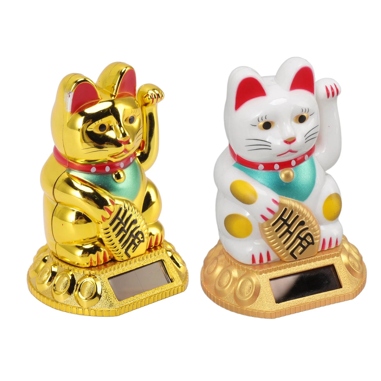 Chinese Lucky Cat Decoration Waving Arm Solar Light Induction Statue Figurine For Home Car Ornaments Golden Cat Decoration Cat