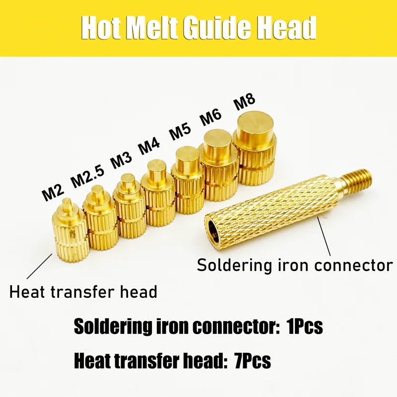 M2 M3 M4 M5 M6 Heat Melt Insert Nut Soldering Iron Tip Embedded Brass Hot Melt Nut Thread Insertion For Plastic 3d Printing Kit
