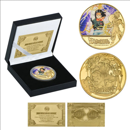 Dragon Ball Gold Plated Gold Coin Son Goku Vegeta Commemorative Coins Children Classic Anime Peripherals Collection Toy Souvenir