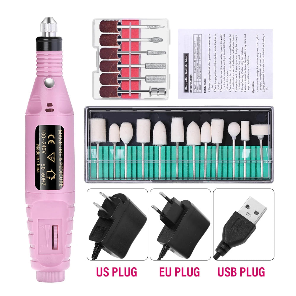 LULAA Portable Professional Electric Nail Drill Machine Manicure Tools Pedicure Drill Set Family Nail File Nail Drill Equipment