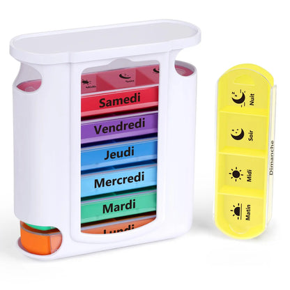 4-Compartment Weekly Pill Organizer - Morning, Noon, Evening, Night Pill Box for Easy Supplement Management