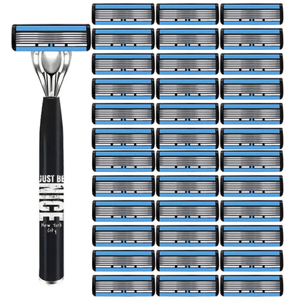 6-Layer Stainless Steel Shaver, Men's Classic Shaver Blade, Detachable and Reusable Shaver