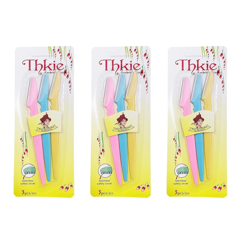 Mix Color Eyebrow Razor Women Face And Body Safe Trimmer Hair Shaver Eye Brow Remover With Cover Small Makeup Tools Set