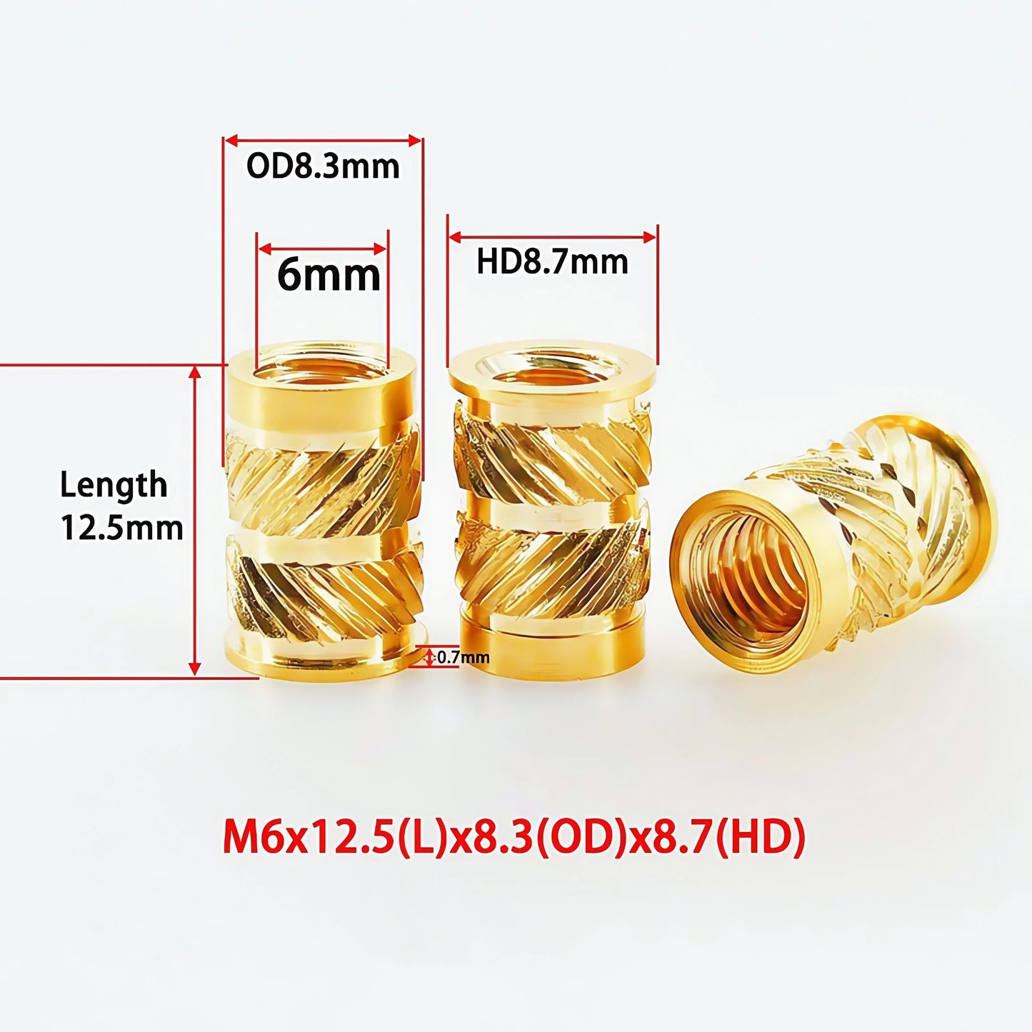 Brass Heat Insert Nut M2 M3 M4 M5 M6 M8 Hot Melt Flange Thread Knurled T-type Copper 3D Printing Injection Embedment Molding Nut