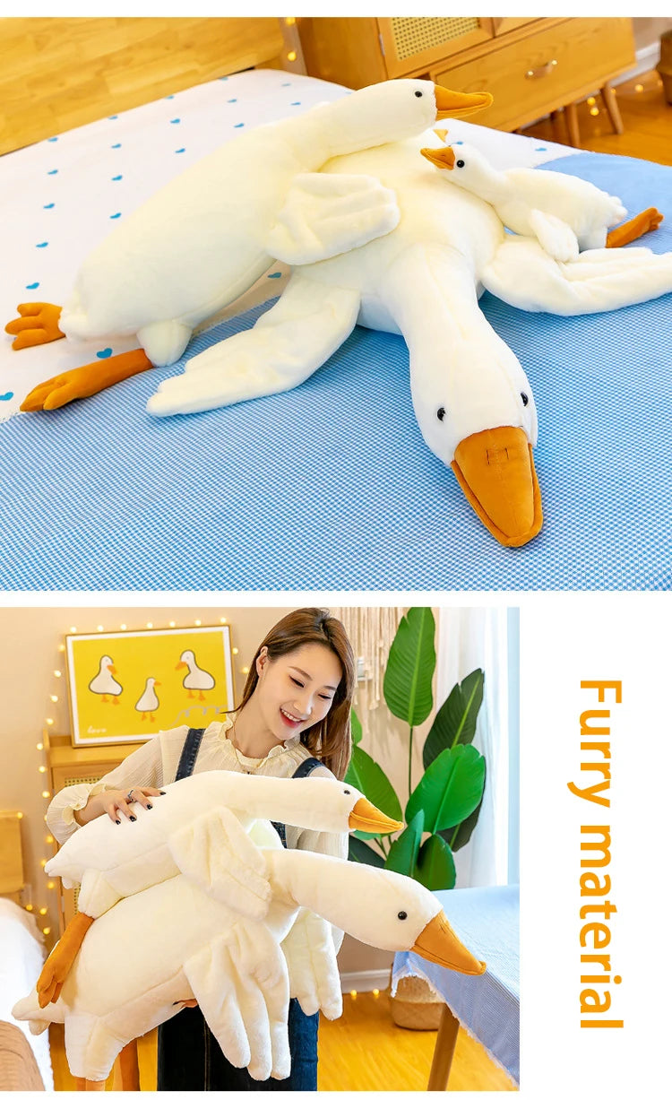 130/160/190cm Large White Goose Fur-Retriever Soft Toy Children's Girls' Gift Cute Doll Sleeping Pillow Large-sized Doll