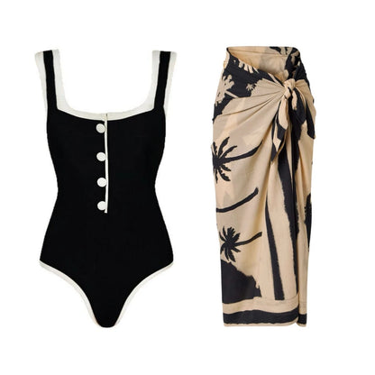 Blue One-Shoulder Ruffled Print Floral Swimsuit Set Cover Up Single Piece Micro Monokini Sexy Swimwear For Girls Summer Beach