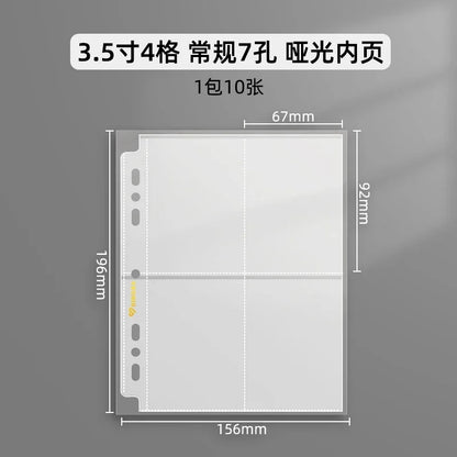 SINGBA 10pcs Clear Sheets Sleeve Acid free-No CPP loose-leaf Pages for A5/A4 Binder 4/ 9grid Pocket 3inch Photocard Protector