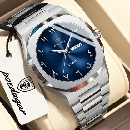 POEDAGAR Luxury Fashion Men's Clock Waterproof Week Date Male Watch Quartz Stainless Steel Business Watches For Man Reloj Hombre