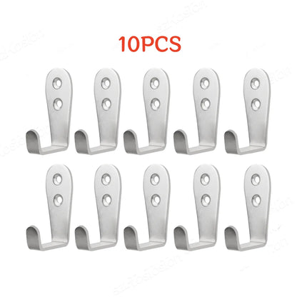 20/10 PCS Double Hole Hook Heavy Duty Stainless Steel Wall Hook Waterproof Hook Bathroom Hanging Towel Key Coat Bag