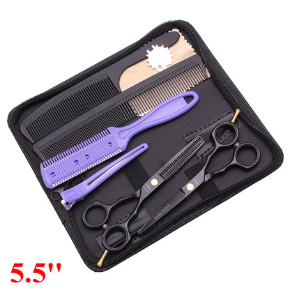 5.5'' Professional Hairdressing Hair Scissors 440C Cutting Shears Thinning Razor Comb Set Salon Barber Home Dropshipping A1104