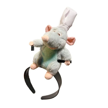 Ratatouille Mouse Head Hairband Capybara Funny Plush Hair Hoop Halloween Decor Capibara Women Hair Band Makeup Headdress Hairpin