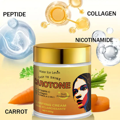 Facial Cream, Rich in Beta-Carotene, Brightening and Antioxidant, Deeply Moisturizing and Hydrating with Collagen, Lightweight and Non-Greasy Texture, Suitable for Sensitive Skin