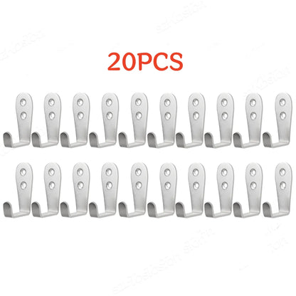 20/10 PCS Double Hole Hook Heavy Duty Stainless Steel Wall Hook Waterproof Hook Bathroom Hanging Towel Key Coat Bag