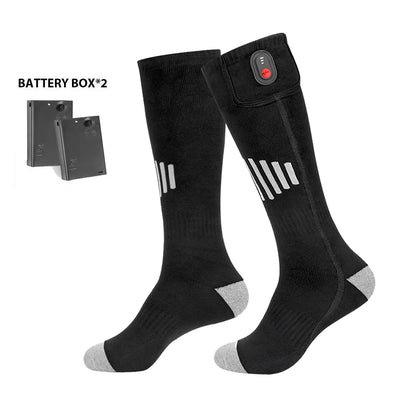 Winter Heated Socks With Battery Box Thermal Socks Women Men Heating Foot Warmer Electric Fever Socks Hiking Ski Warm Outdoor