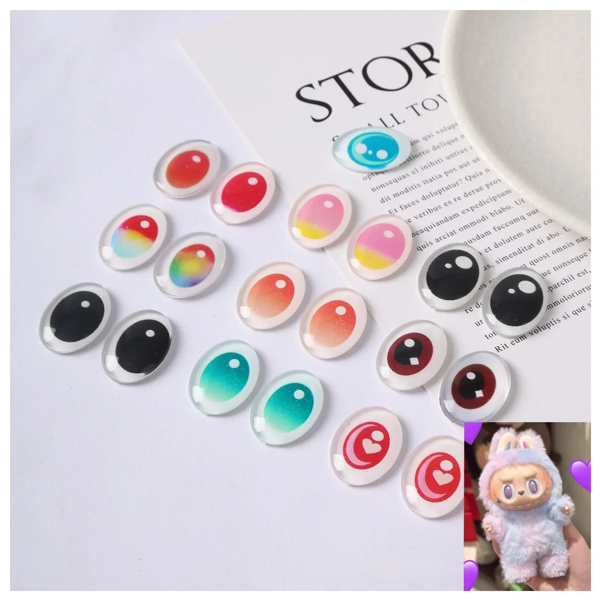 18pcs For Labubu Eye Accessories Simulation Glass Eye Patches Dolls Accessories