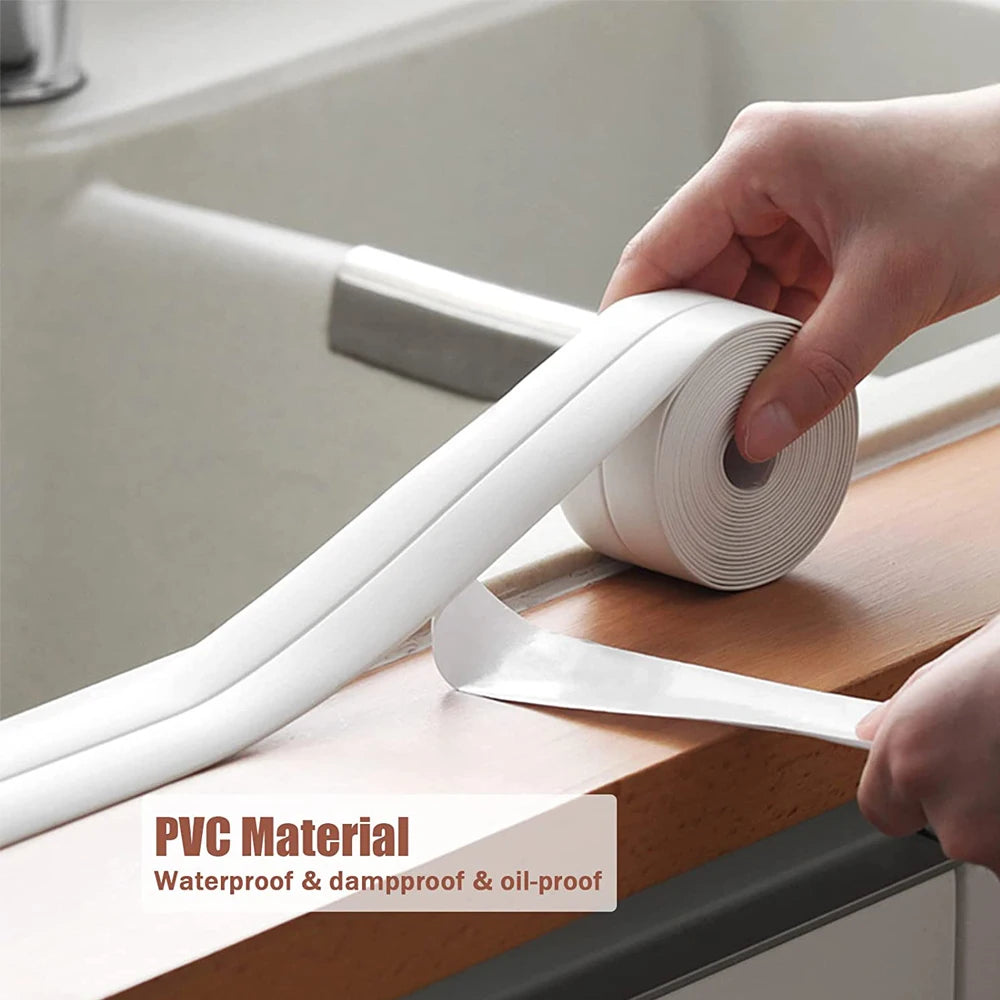 3.2M Bath Caulk Tape Self Adhesive PVC Oil-Proof Kitchen Sink Edge Corner Wall Sticker Waterproof Toilet Sealing Strip Tape