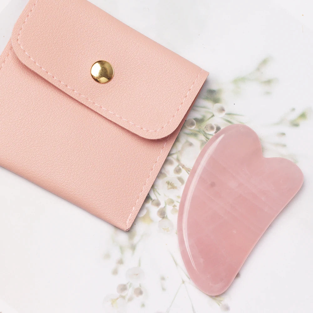 Natural Stone GuaSha Tool Jade Facial Beauty Rose Quartz Scraping Crystal Massager Firm Skin Face Gua Sha SPA