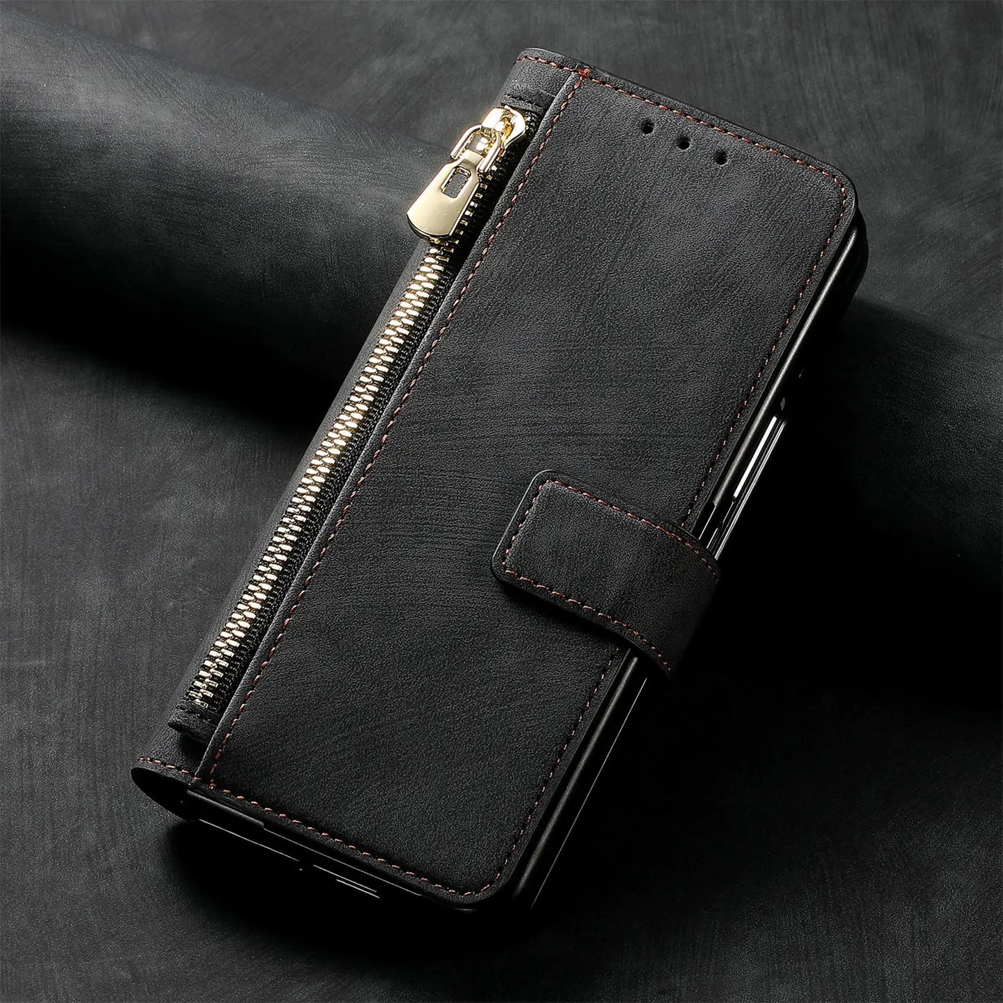 2 in 1 Magnetic Zipper Cards Solt Wallet Leather Case For Samsung Galaxy Z Fold 8 ultra 7 6 5  Wireless Charging Bag Purse Cover