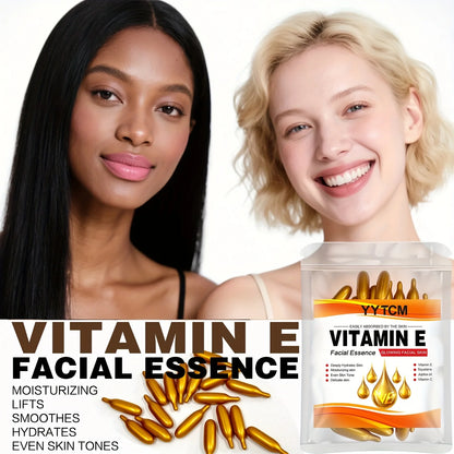 Vitamin E Deep Moisturizing Capsule Essence, Hydrates and Smooths Skin, Contains Plant-Based Squalane, Vitamin C, Deep Hydration and Brightening Skin Essence (0.4Gx30 Capsules)/Bag-1 Bag