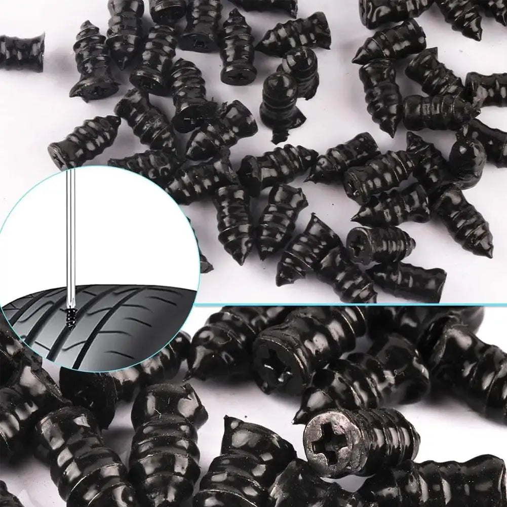 Vacuum Tire Puncture Repair Kit with Screwdriver & Storage Box Self-Service Plug & Patch for Car, Truck, Motorcycle, Bike Tire