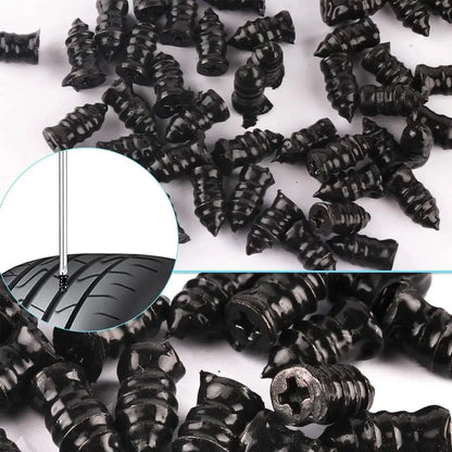 Vacuum Tire Puncture Repair Kit with Screwdriver & Storage Box Self-Service Plug & Patch for Car, Truck, Motorcycle, Bike Tire