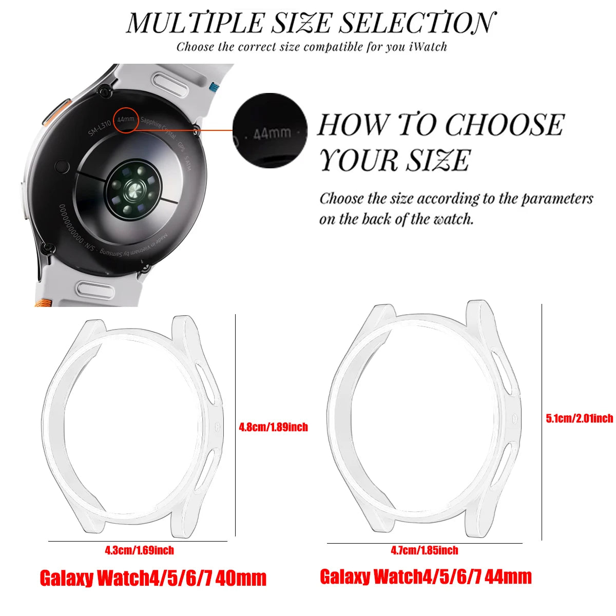 Watch Case for Samsung Galaxy Watch 4/5/6/7 40mm 44mm Screen Protector TPU All-Around Bumper Protective Cover ，Easy to install