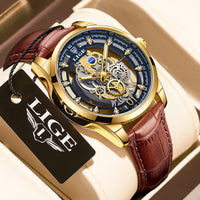 leather gold blue
