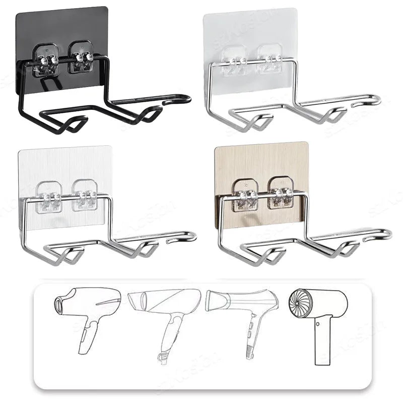 Hair Dryer Bracket Wall Mounted Hair Dryer Bracket Washroom Accessories Self-adhesive Home Storage Rack Bathroom Accessories