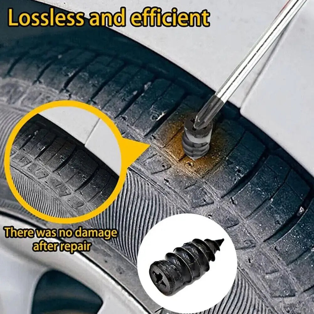 Vacuum Tire Puncture Repair Kit with Screwdriver & Storage Box Self-Service Plug & Patch for Car, Truck, Motorcycle, Bike Tire